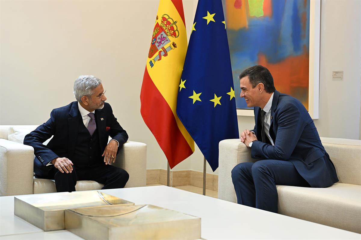 14/01/2025. Pedro Sánchez, encuentro con el ministro de la República de la India, Subrahmanyam Jaishankar. El presidente del Gobierno, Pedro...